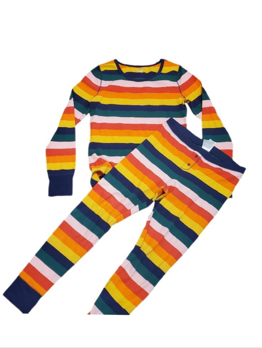 Old Navy Women's Multi-color Stripe Waffle Knit Lounge Pajamas Medium